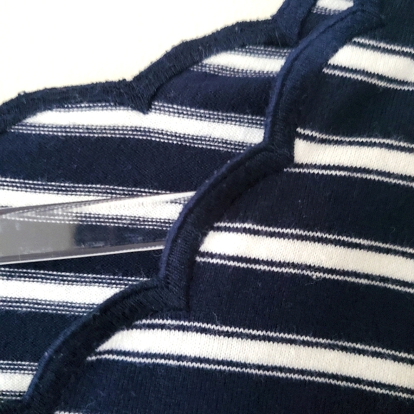 Kate Spade scalloped navy striped top - Picture 3 of 6